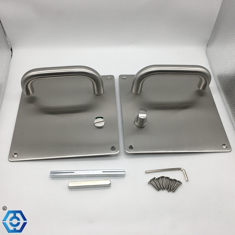 Stainless Steel Hollow Bathroom Lever Door Handle with Indicator on Back Plate