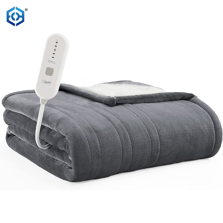 Heated Blanket Electric Throw - 50"x60" Heating Blanket Throw 4 Hours Auto-Off 5 Heat Levels Heat Blanket Over-Heat Protection Flannel Sherpa Heater Blanket Electric