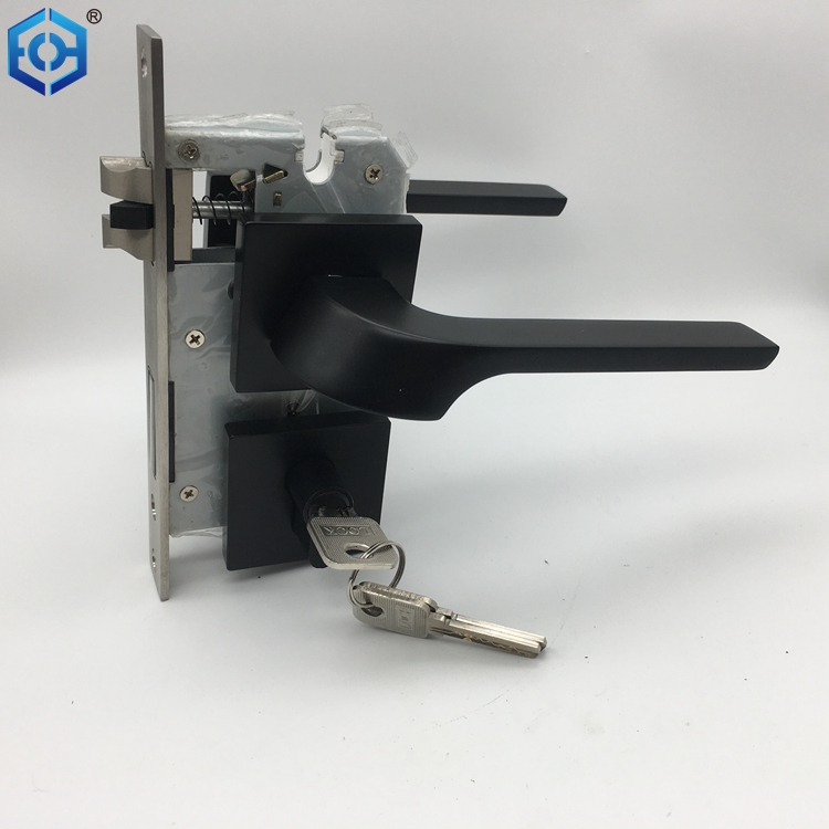 European Black Mute Mortise Door Lock Set Interior Entry Solid Wooden