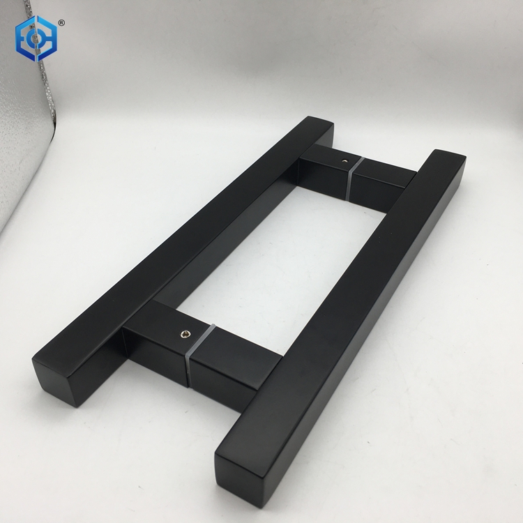 Black Hollow Stainless Steel H Style Square Tube Glass Door Pull Handles