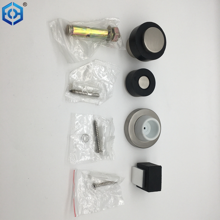 Silver Finish Aluminum Door Stop Flat Top Floor Mounted Door Stopper