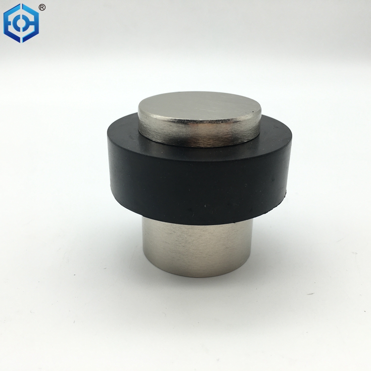 Silver Finish Aluminum Door Stop Flat Top Floor Mounted Door Stopper