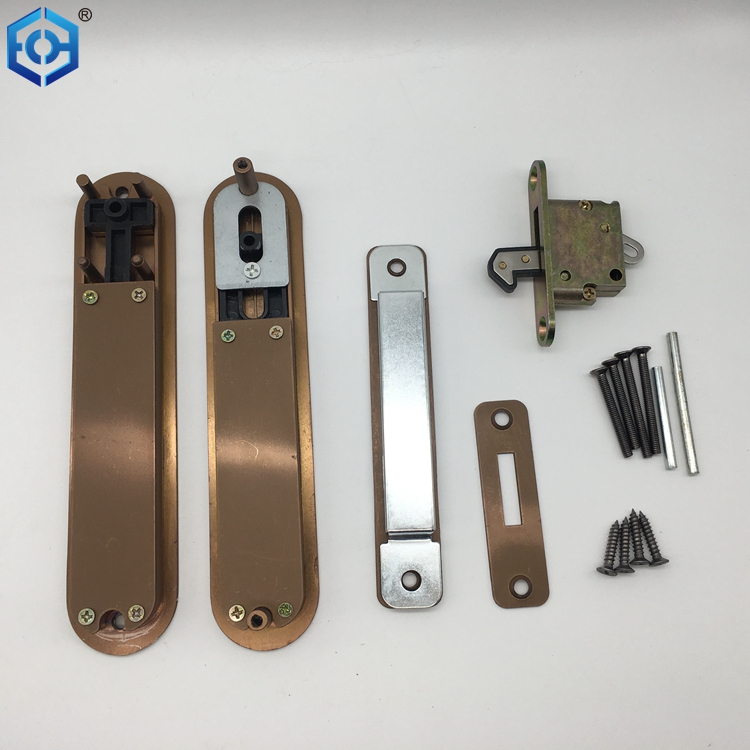 Brown Zinc Alloy Pocket Door Lock with Indicator for Bathroom Door Copper
