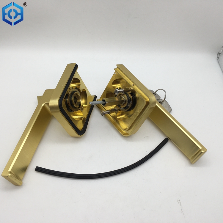 Satin Brass Aluminum Slim Frame Glass Door Handle Lock Buy mortise