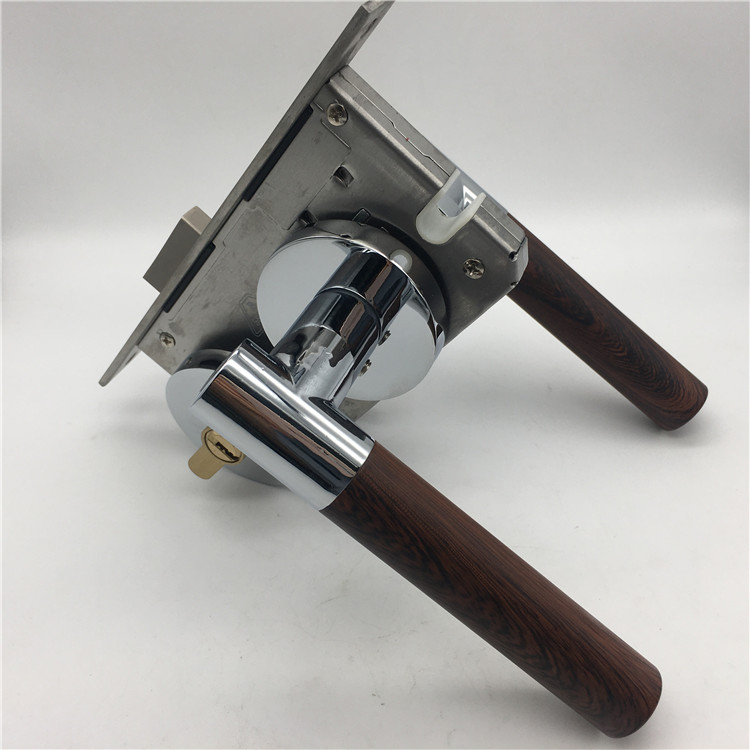 Chrome Zinc Alloy Indoor Room Door Lock Bedroom Home Universal Internal Door Security Locks with Wood Grain