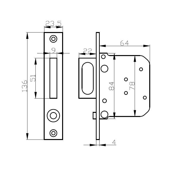 zinc alloy Pocket Door Passage sliding door Mortise Body Lock with handle