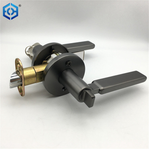 Gun Black Zinc Alloy Locking Lever Handle Lock Hardware Tubular Cylinder Entry Door Key