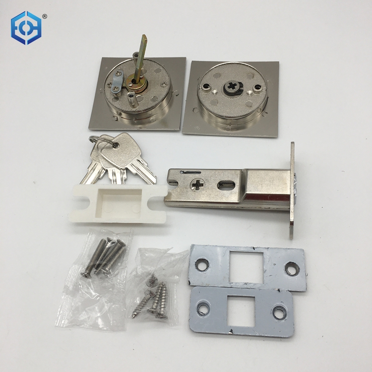 Satin Nickel Square Zinc Alloy Entry Door Sliding Pocket Door Lock with Keys