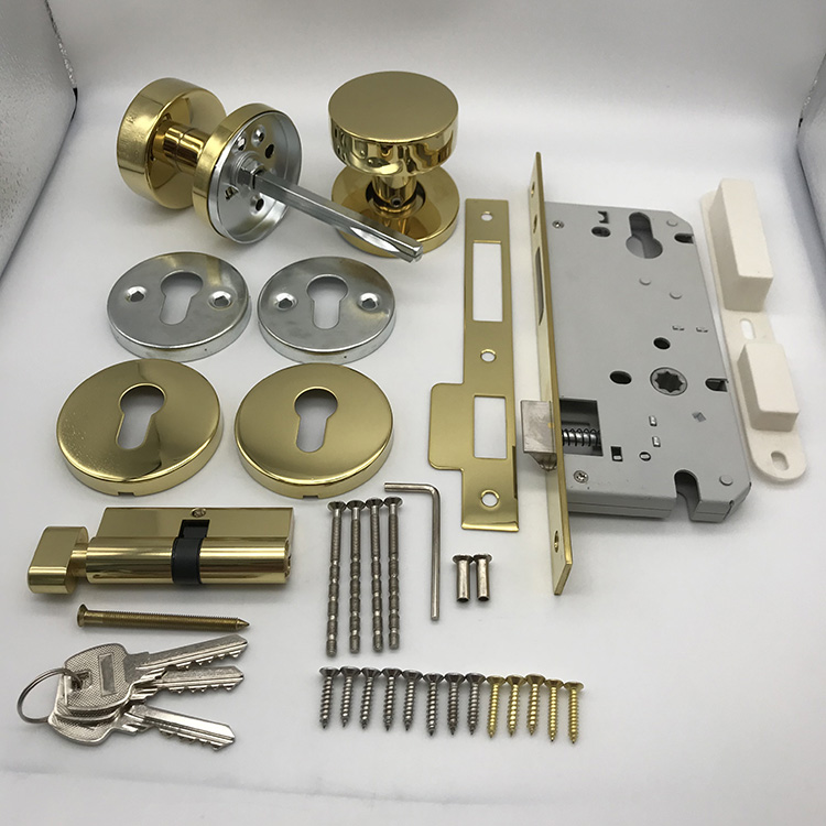 Golden PVD Stainless Steel Door Knob Lock Set Door Lock Body Mortise Lock Knob Lock Cylinder Lock