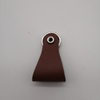 Brown Leather Konb Zinc Alloy Single Hole Pull Handle for Wardrobe Cabinet