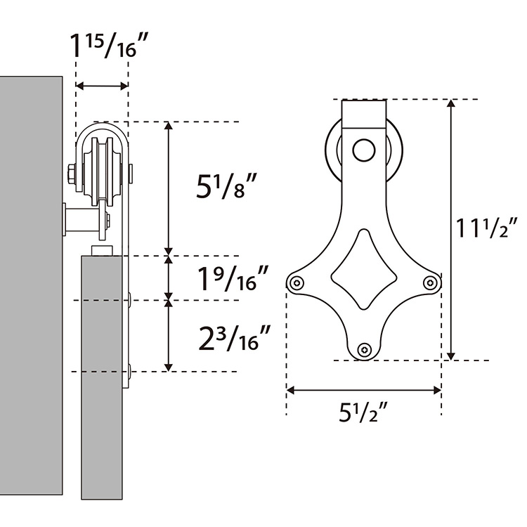 Modern Interior Solid Wood Sliding Pocket Door Barn Door Hardware