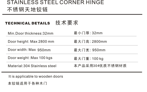 Custom Design Stainless Steel 304 And Zinc Plated Steel Pivot Special Hinge For Entrance Door 