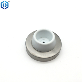 White Rubber Stainless Steel Wall-Mount Door Stop with Rubber Bumper