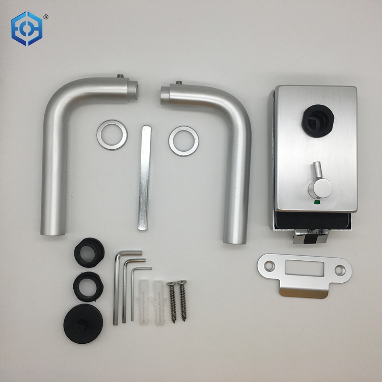 European Style Office Aluminum Frameless Swing Glass Door Lock Set With indication
