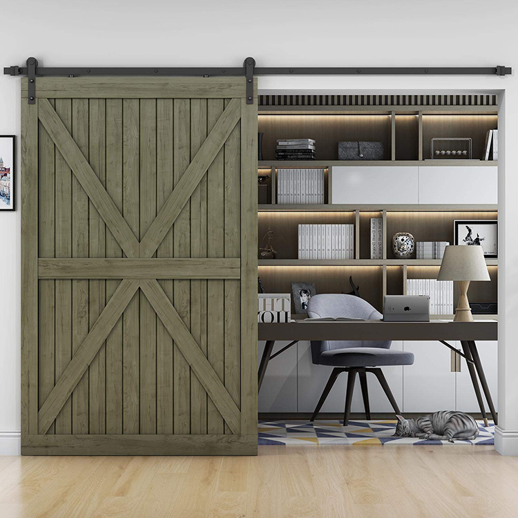 6.6 Ft Country Classic I Shape Interior Wood Sliding Barn Door Hardware