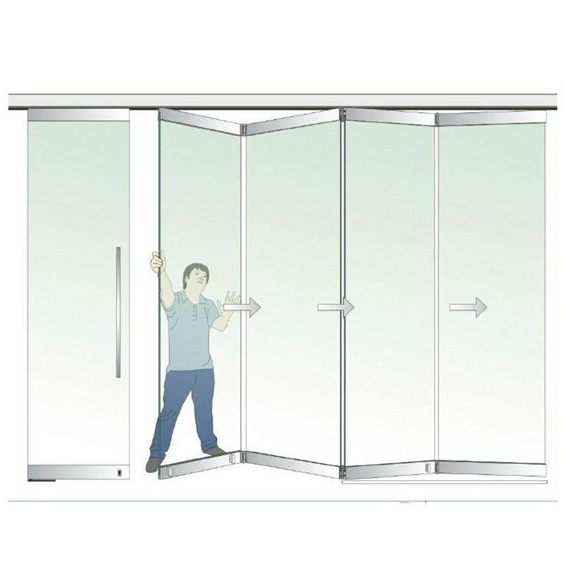 Custom Design Aluminum Glass Folding Door Clamp 812mm Tempered Single