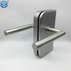 Silver Aluminum Plate Passage Glass Door Lock with Stainless Steel Door Handles