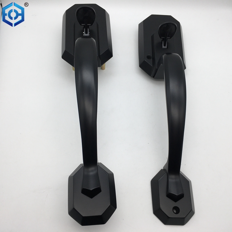 Black Front Door Lock Set Satin Nickel Exterior Door Handle without Cylinder Deadbolt