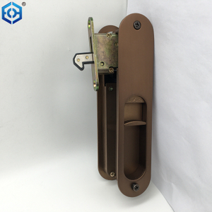 Brown Zinc Alloy Pocket Door Lock with Indicator for Bathroom Door Copper