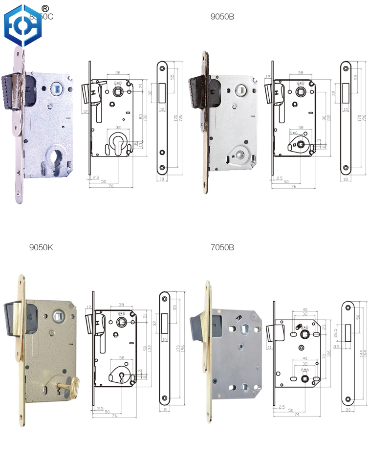 9050 Russian Style Magnetic Mortise Lock Body