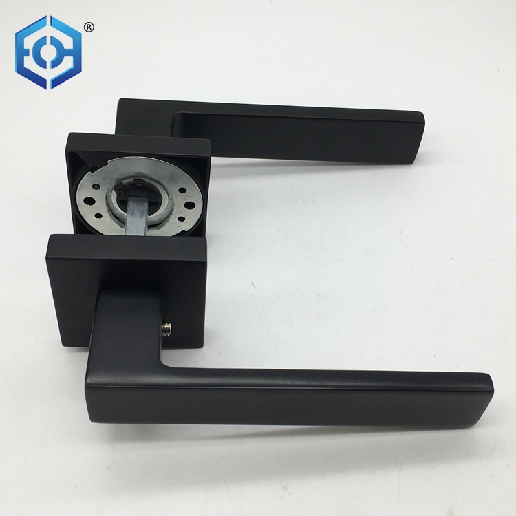 Latest Zinc Alloy Luxury Wooden Security Mortise Main Door Handle Design Modern Black Lever Door