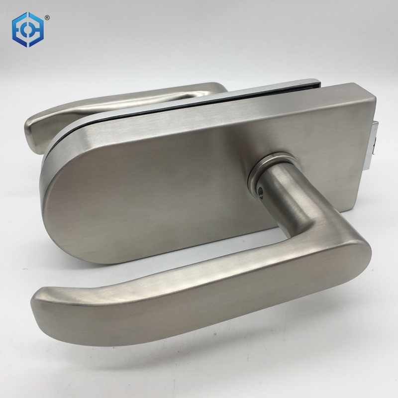 Stainless Steel Frameless Glass Lock with Fixed Handle for Glass Door