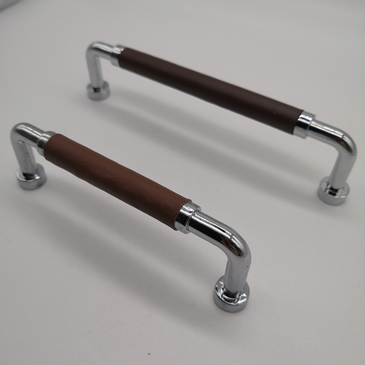 Brown Or black zinc alloy and leather furniture Handle Leather