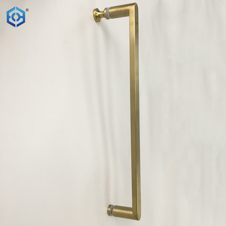 Satin Brass Double Sided Stainless Steel Glass Door Pull Handles Sliding Glass Door Handle with Door Knob