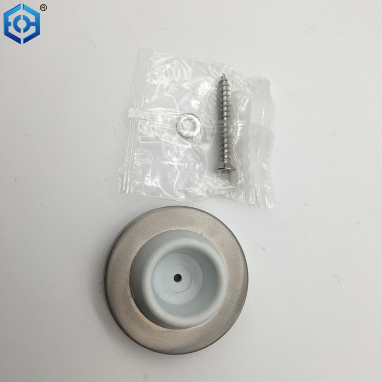 White Rubber Stainless Steel WallMount Door Stop with Rubber Bumper
