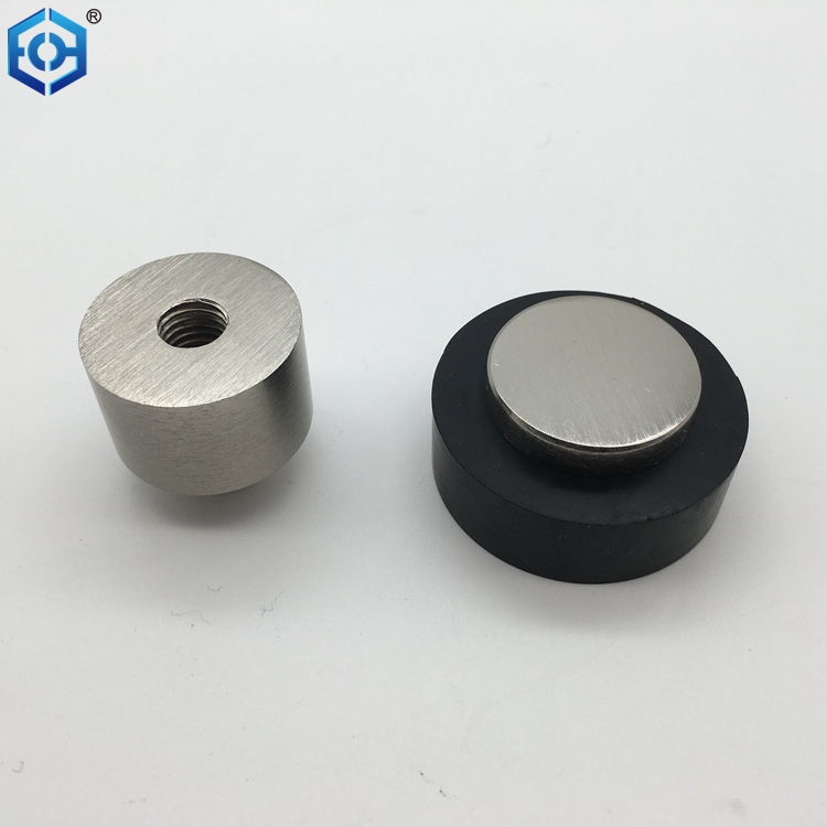 Silver Finish Aluminum Door Stop Flat Top Floor Mounted Door Stopper