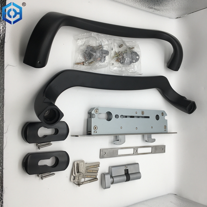 Keyed Black Sliding Patio Door Lock with Double Hook for Aluminum Frame