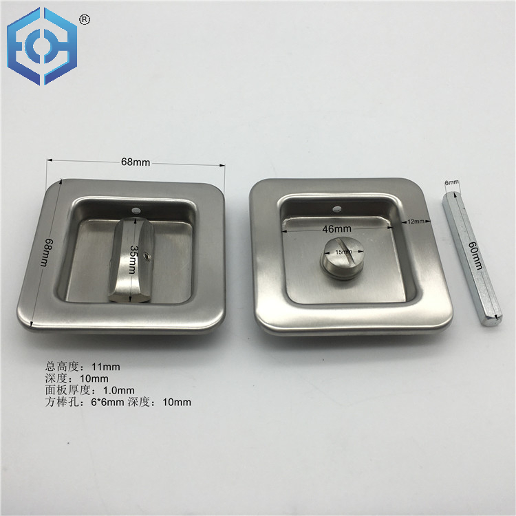 Square Stainless Steel 304 BK Function Patio Sliding Door Concealed Handle Lock without Key