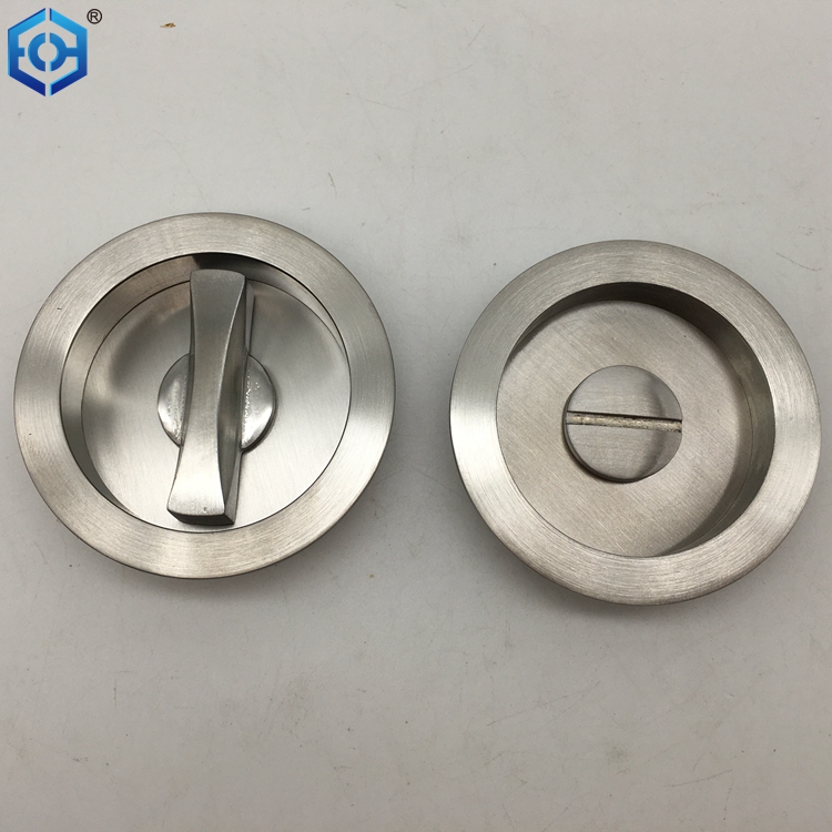 Sliding Pocket Door Mortise Lock with Round Trim 2" Backset Satin