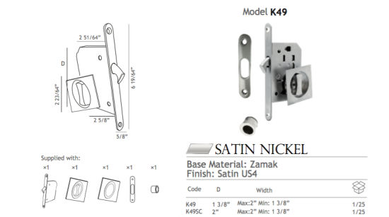 50mm (50YMS) Backset Steel Pocket Lock