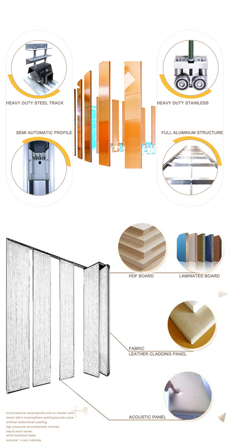 Movable ALuminum office partition sliding folding type aluminum partition
