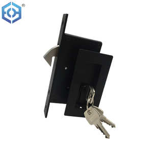 Black 304 Stainless Steel Square Sliding Door Lock for Wooden Doors 