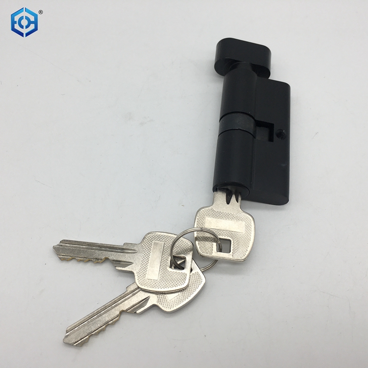 70mm Black Brass Euro Profile Double Side Cylinder Door Lock with Keys
