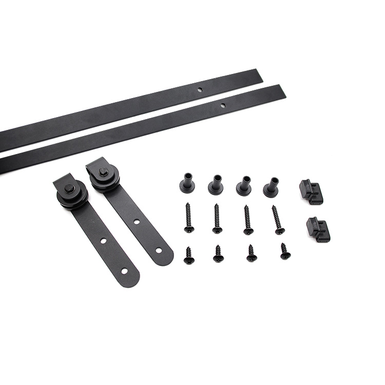 Matte Black Steel Mini Barn Door Hardware Flat Track Wooden