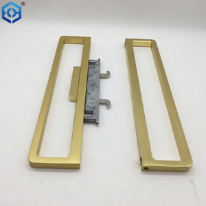 Satin Brass Slim Frame Aluminum Glass Sliding Door Lock 