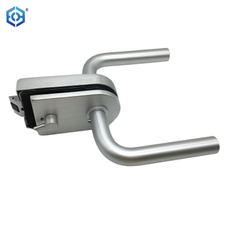 Silver Camber Aluminum Lever Security Glass Door Lock With Indication