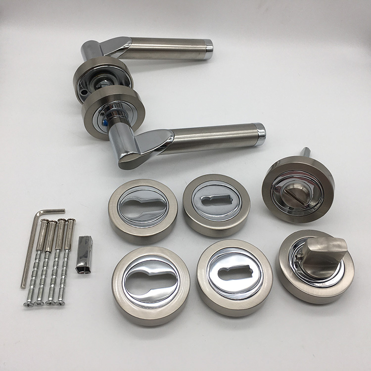 Germany Style BB PZ WC Brushed Chrome Zinc Alloy Door Handles Wiht Rosette