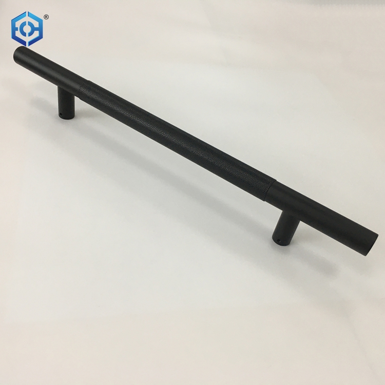 Black Stainless Steel Leather Door Pull Handles for Glass Entry Door