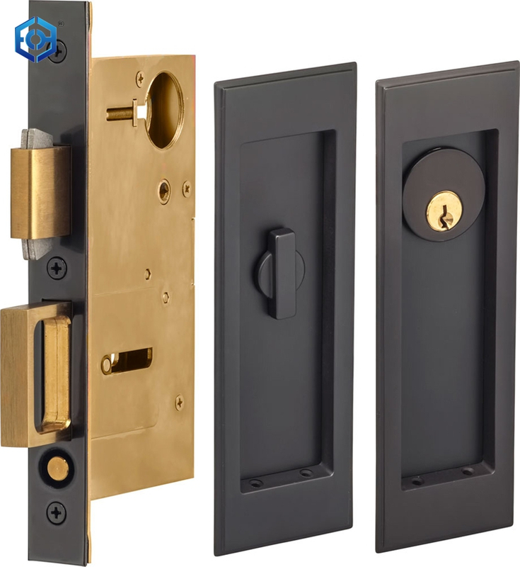 Accurate Pocket Door Privacy Lock Set with Rectangular Flush Pulls