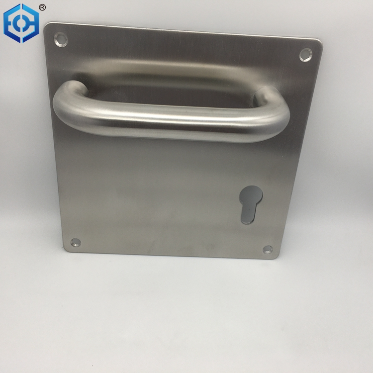 Stainless Steel 304 Lever Door Handle Euro Profile on Square Plate