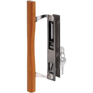 Products C 1316 Patio Door Handle Set 3-15/16in Diecast Wood Pull White Mortise Keyed
