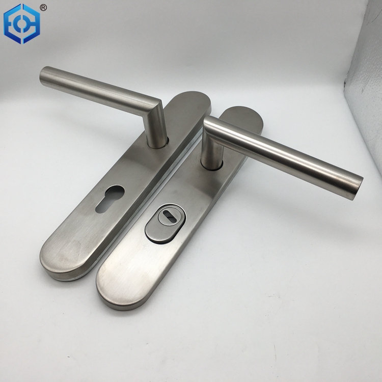 Stainless Steel Door Handle on Back Plate with Cylinder Hole Buy door