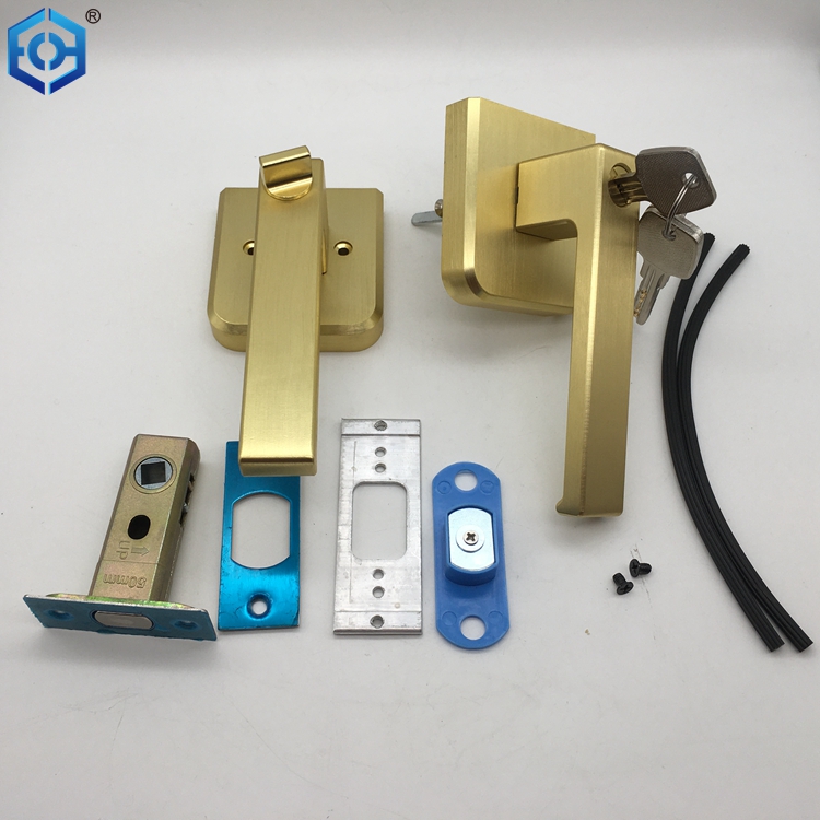 Satin Brass Aluminum Slim Frame Glass Door Handle Lock Buy mortise