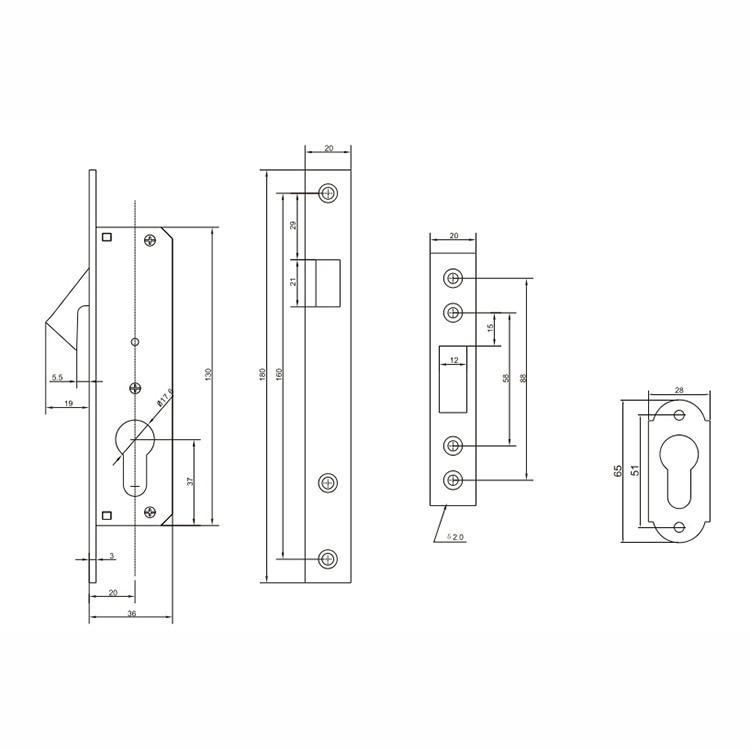 Stainless Steel Hook Cabinet Sliding Door Lock 