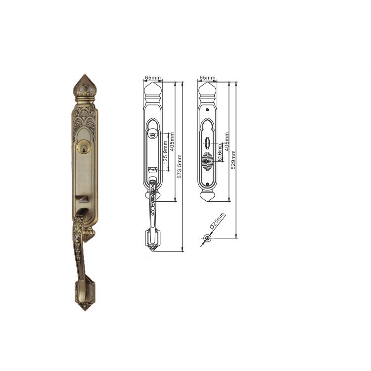Wholesale Zinc Alloy Entrance Handleset Door Lock with Polished Brass Finish (US 3)