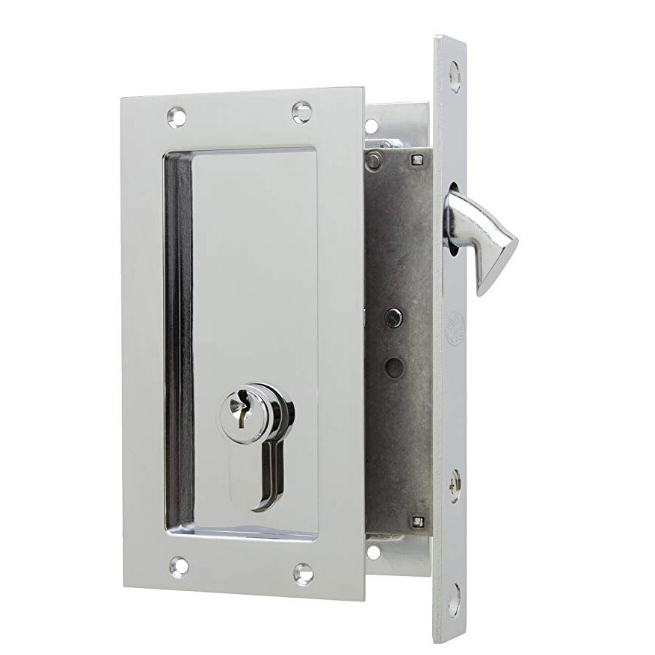 SSS Stainless Steel 304 square Diy Sliding Door Lock with Key euro profile sliding door lock （SDL-041）